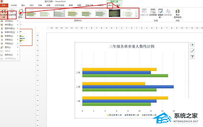 如何在PPT中绘制水平复合条形图