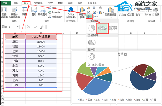 如何用excel制作复合饼图