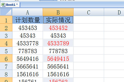 excel中怎么比较两列数据的不同